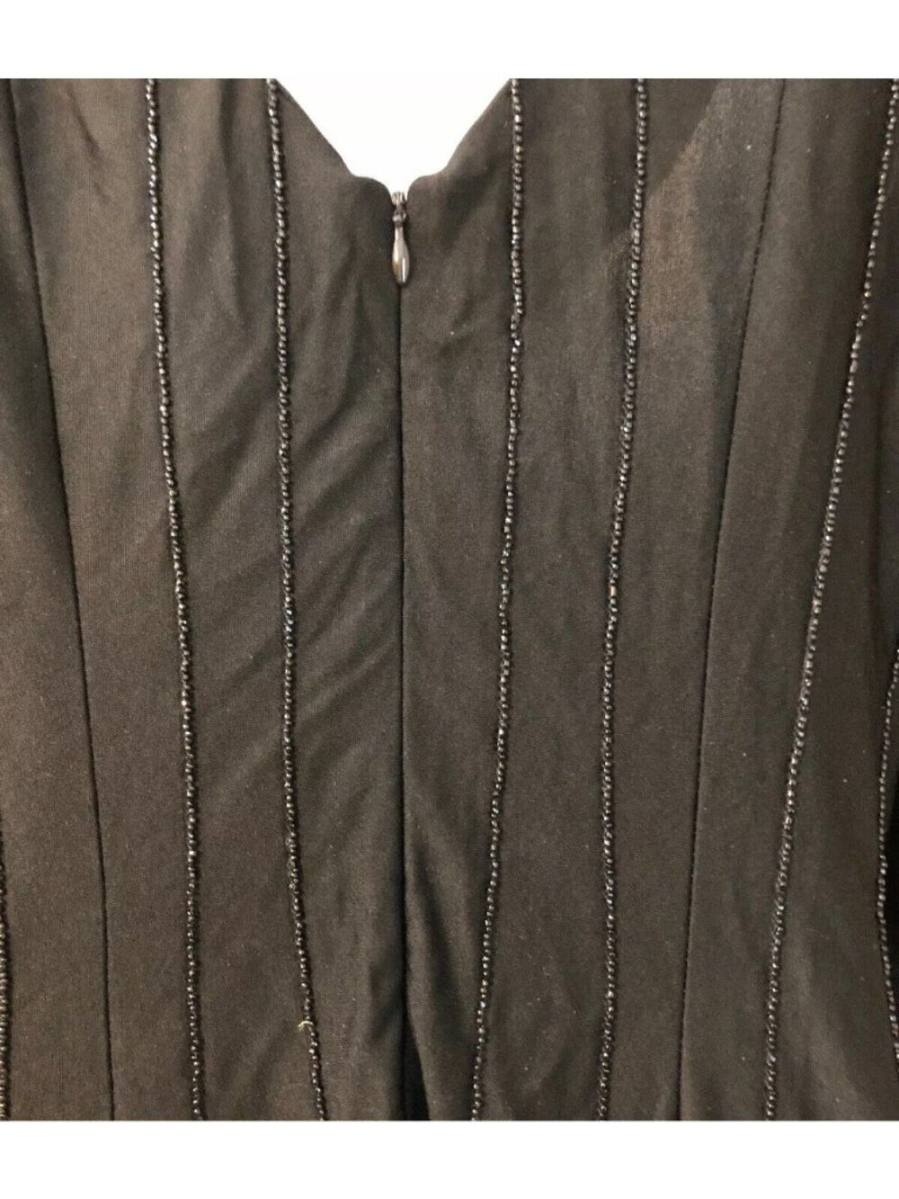 Vtg 70s Cocktail Dress Alfred Werber New York Los Angeles MAXI Bead Strand Black - Picture 5 of 8